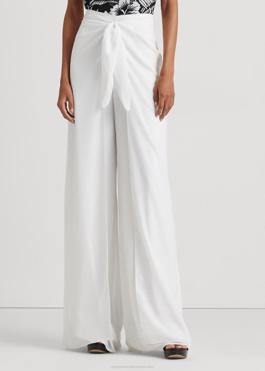 hvid Kvinder Ralph Lauren tie-front crepe bukser Z426B3888