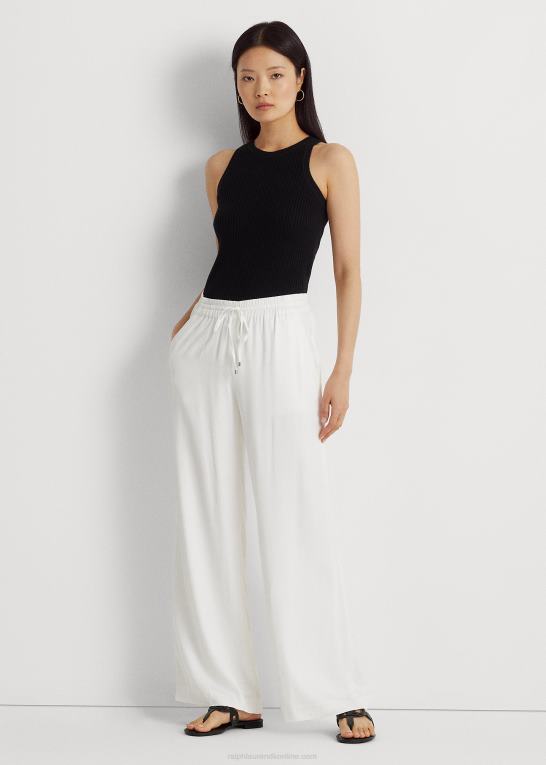 hvid Kvinder Ralph Lauren twill bukser med brede ben Z426B3929