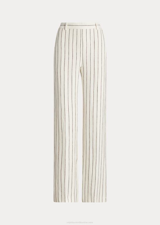 hvidstribet Kvinder Ralph Lauren stribet hør jacquard lige bukser Z426B3167