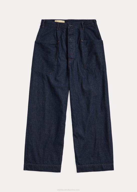 indigo Kvinder Ralph Lauren bomuld-hør denim bukser med brede ben Z426B3665