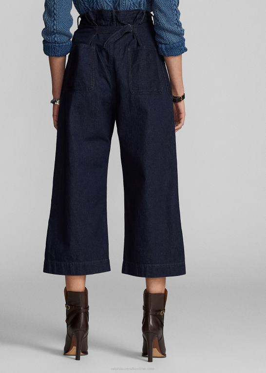 indigo Kvinder Ralph Lauren bomuld-hør denim bukser med brede ben Z426B3665