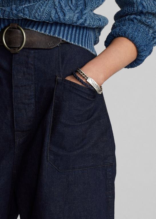 indigo Kvinder Ralph Lauren bomuld-hør denim bukser med brede ben Z426B3665