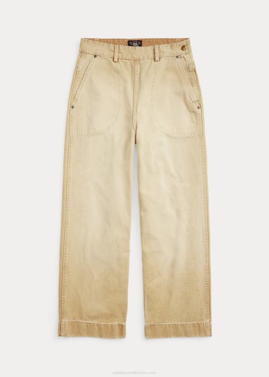 kaki Kvinder Ralph Lauren cropped bomuld canvas bukser Z426B3645