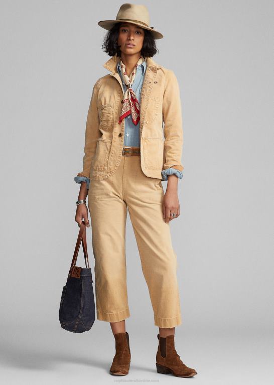 kaki Kvinder Ralph Lauren cropped bomuld canvas bukser Z426B3645