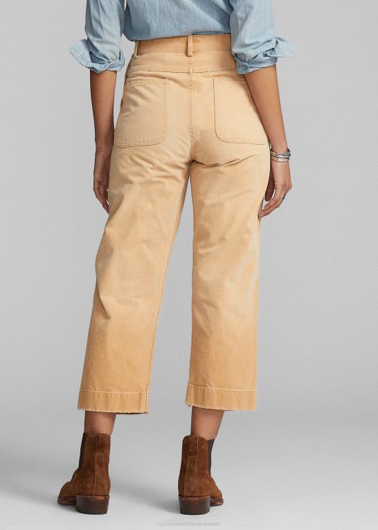 kaki Kvinder Ralph Lauren cropped bomuld canvas bukser Z426B3645