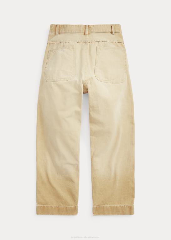 kaki Kvinder Ralph Lauren cropped bomuld canvas bukser Z426B3645
