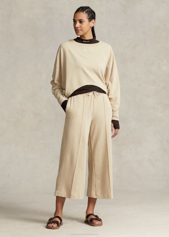 klitbrun Kvinder Ralph Lauren cropped fleece bukser med brede ben Z426B3130