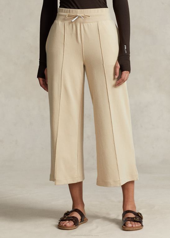 klitbrun Kvinder Ralph Lauren cropped fleece bukser med brede ben Z426B3130