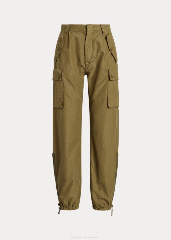lav grøn Kvinder Ralph Lauren charlee bomuld-linned twill cargo bukser Z426B3582
