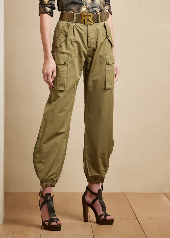 lav grøn Kvinder Ralph Lauren charlee bomuld-linned twill cargo bukser Z426B3582