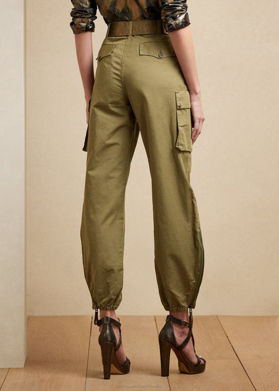 lav grøn Kvinder Ralph Lauren charlee bomuld-linned twill cargo bukser Z426B3582