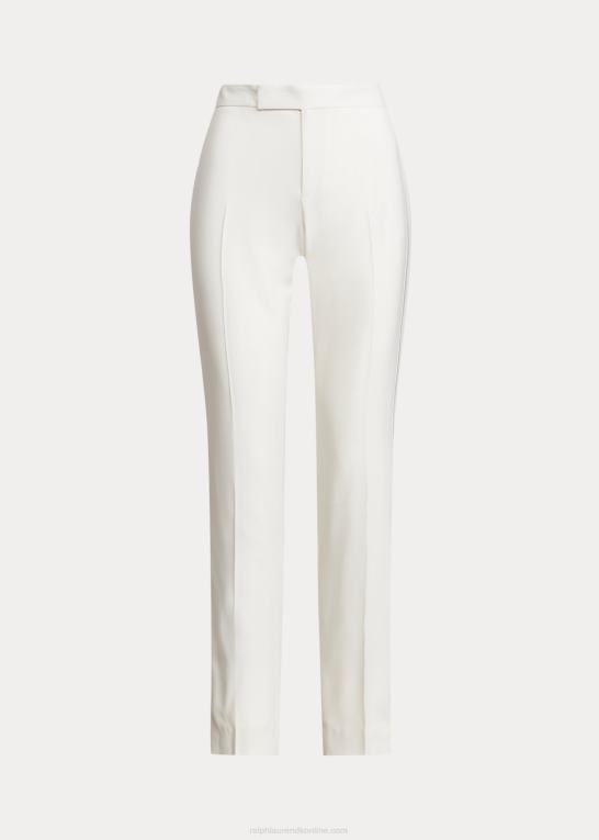 lux creme Kvinder Ralph Lauren seth uld crepe smoking bukser Z426B9281