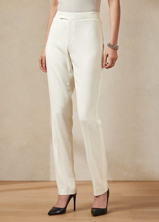 lux creme Kvinder Ralph Lauren seth uld crepe smoking bukser Z426B9281