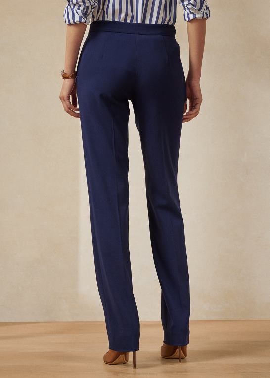 lux marine Kvinder Ralph Lauren seth uld crepe bukser Z426B3603