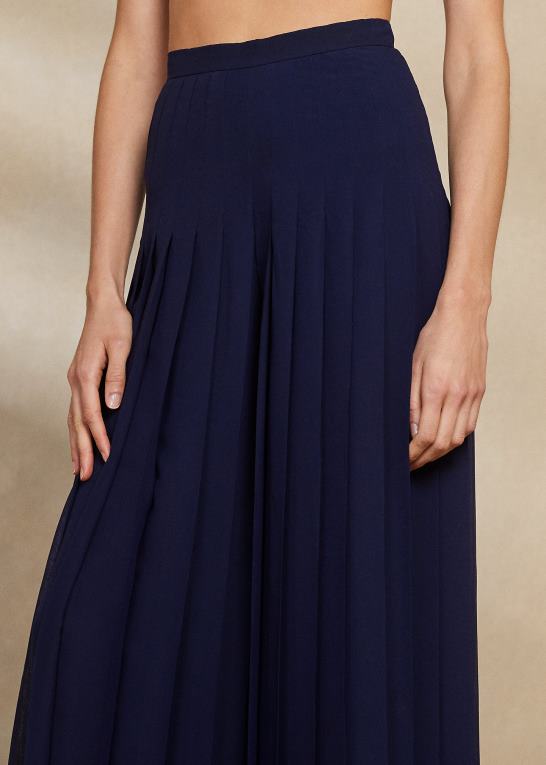 lux marine Kvinder Ralph Lauren zelah plisserede chiffonbukser Z426B3510