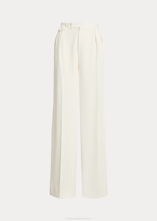 mascarpone creme Kvinder Ralph Lauren plisseret georgette bukser med brede ben Z426B4415