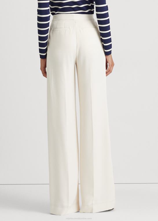 mascarpone creme Kvinder Ralph Lauren plisseret georgette bukser med brede ben Z426B4415