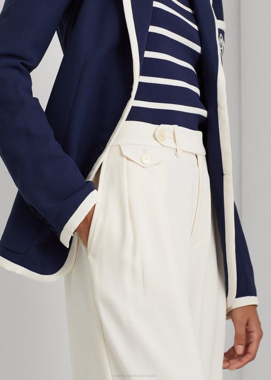 mascarpone creme Kvinder Ralph Lauren plisseret georgette bukser med brede ben Z426B4415