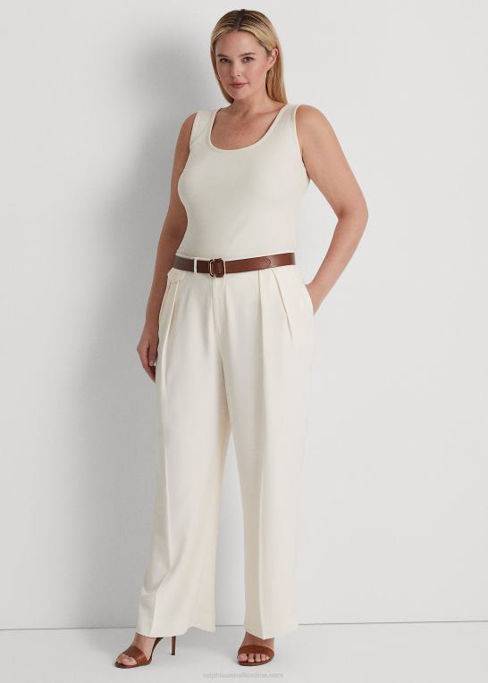 mascarpone creme Kvinder Ralph Lauren plisseret georgette bukser med brede ben Z426B4663