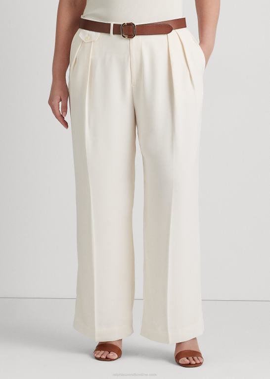 mascarpone creme Kvinder Ralph Lauren plisseret georgette bukser med brede ben Z426B4663
