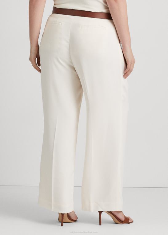 mascarpone creme Kvinder Ralph Lauren plisseret georgette bukser med brede ben Z426B4663