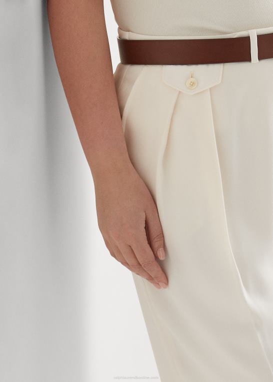 mascarpone creme Kvinder Ralph Lauren plisseret georgette bukser med brede ben Z426B4663