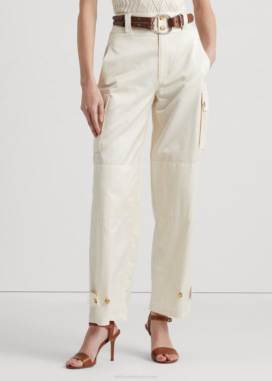 mascarpone creme Kvinder Ralph Lauren shantung cargobukser med brede ben Z426B4058