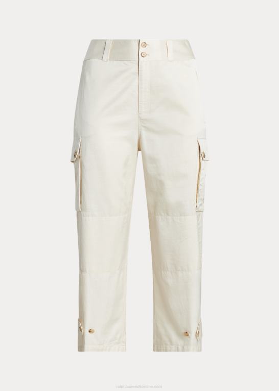 mascarpone creme Kvinder Ralph Lauren shantung cargobukser med brede ben Z426B4691