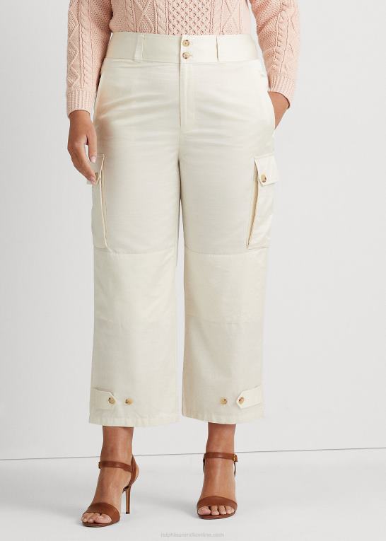 mascarpone creme Kvinder Ralph Lauren shantung cargobukser med brede ben Z426B4691