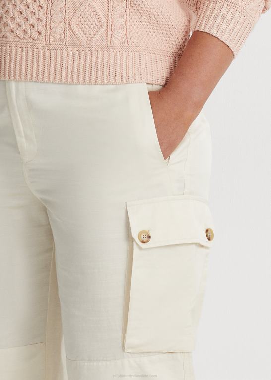 mascarpone creme Kvinder Ralph Lauren shantung cargobukser med brede ben Z426B4691