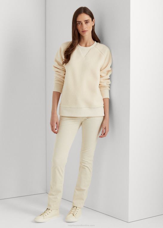 mascarpone creme Kvinder Ralph Lauren stræk fløjlsbukser i mellemhøj højde Z426B9504