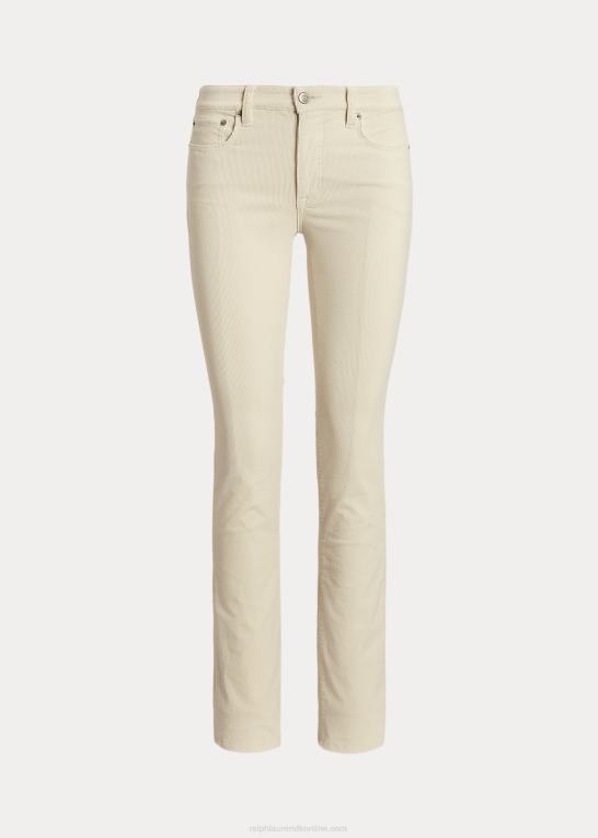 mascarpone creme Kvinder Ralph Lauren stræk fløjlsbukser i mellemhøj højde Z426B9504