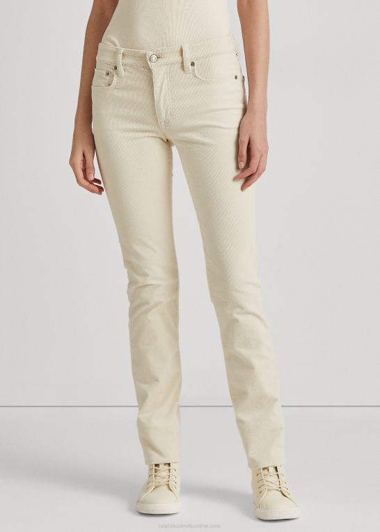 mascarpone creme Kvinder Ralph Lauren stræk fløjlsbukser i mellemhøj højde Z426B9504