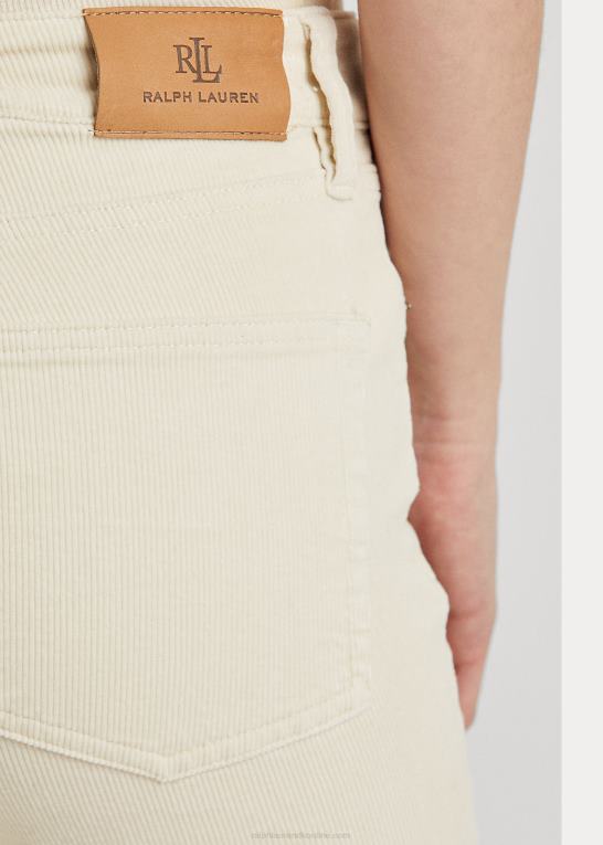 mascarpone creme Kvinder Ralph Lauren stræk fløjlsbukser i mellemhøj højde Z426B9504