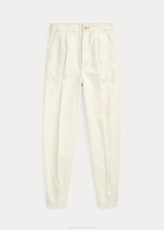 naturlig Kvinder Ralph Lauren plisseret sildebensbukser i bomuld Z426B3201