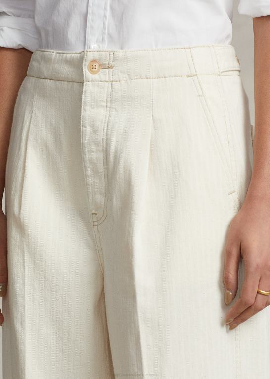 naturlig Kvinder Ralph Lauren plisseret sildebensbukser i bomuld Z426B3201