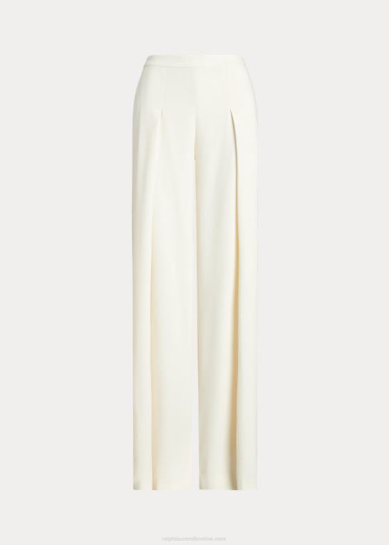 naturlig creme Kvinder Ralph Lauren plisseret crepe bukser med brede ben Z426B4876