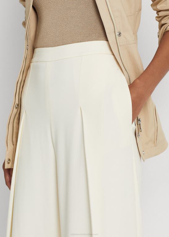 naturlig creme Kvinder Ralph Lauren plisseret crepe bukser med brede ben Z426B4876