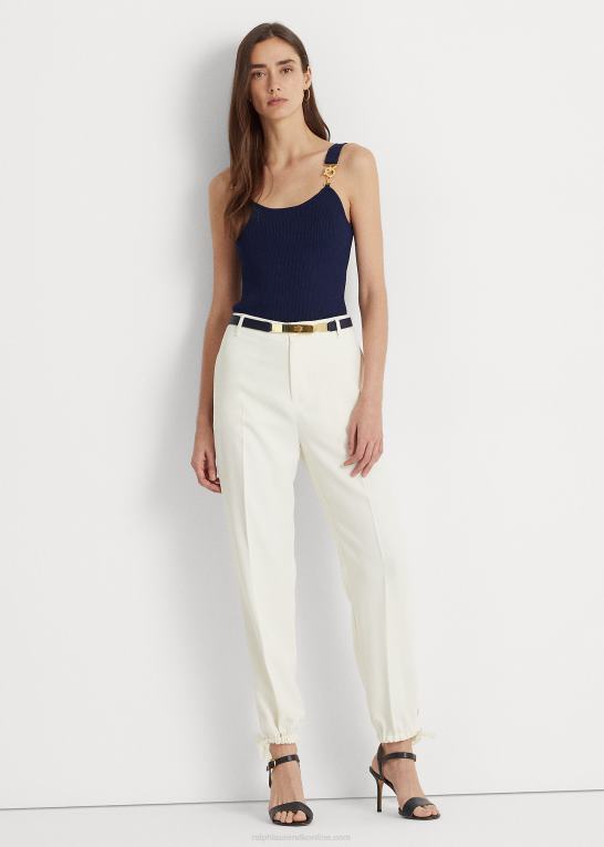 naturlig creme Kvinder Ralph Lauren stretch cady tilspidsede bukser Z426B9513