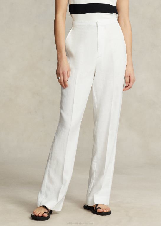 nevis Kvinder Ralph Lauren flad hørbukse foran Z426B2925