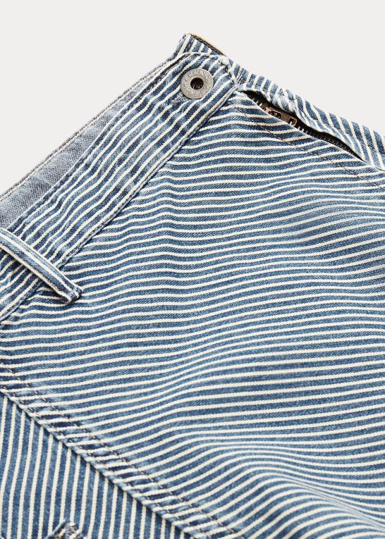 nichols indigo vask Kvinder Ralph Lauren stribet sildebensbuks med spænde bagpå Z426B3658