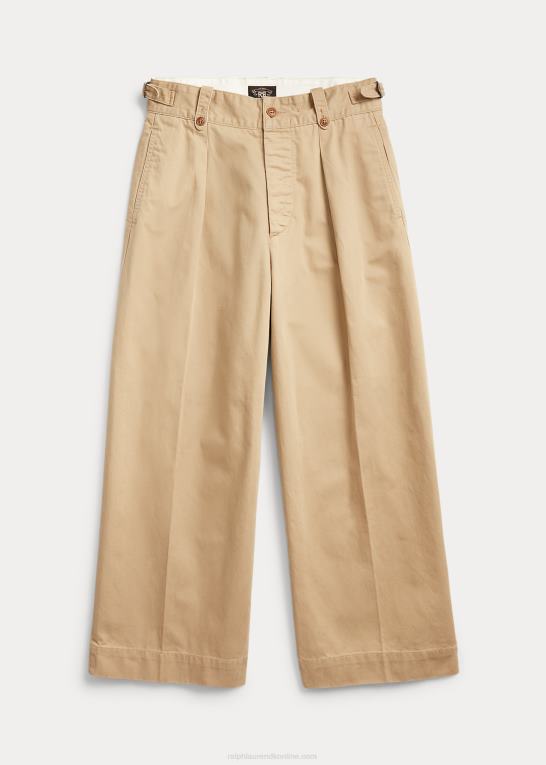 ny militær kaki Kvinder Ralph Lauren beskåret bomuldsbukser med brede ben Z426B3605