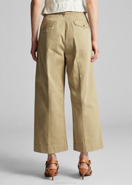 ny militær kaki Kvinder Ralph Lauren beskåret bomuldsbukser med brede ben Z426B3605