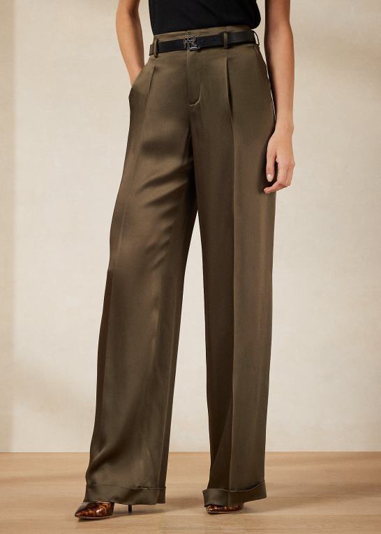 oliven Kvinder Ralph Lauren acklie hamrede satinbukser Z426B9301