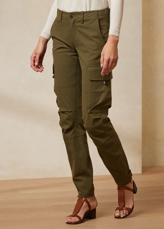 oliven Kvinder Ralph Lauren mitchell stretch bomuldstwill bukser Z426B9277