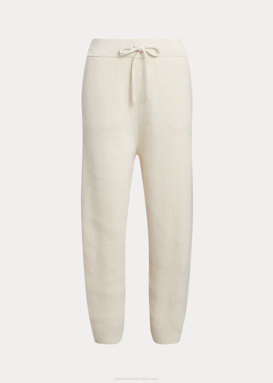 pergament creme Kvinder Ralph Lauren ribstrikket kashmir-uld sweaterbukser Z426B3125