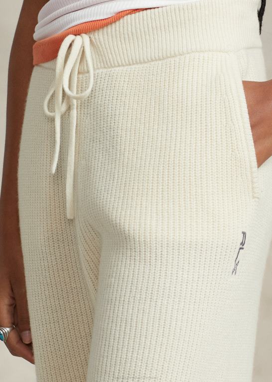 pergament creme Kvinder Ralph Lauren ribstrikket kashmir-uld sweaterbukser Z426B3125