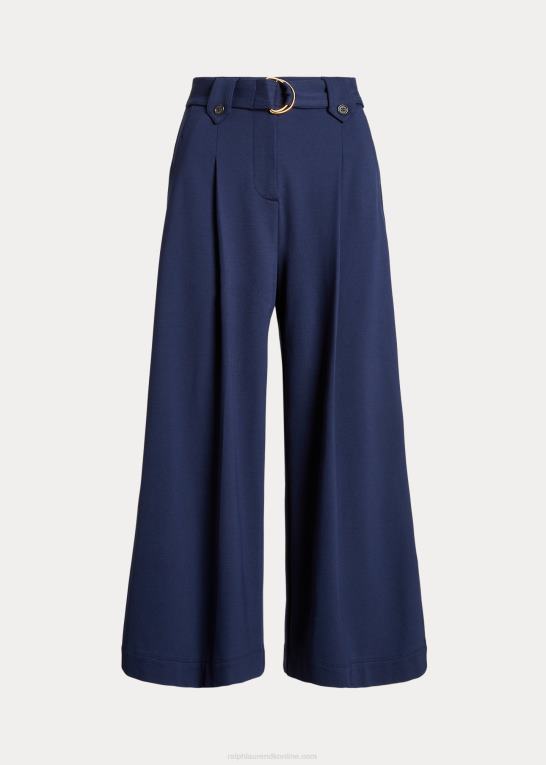 raffineret flåde Kvinder Ralph Lauren bælte plisseret ponte cropped pant Z426B4084