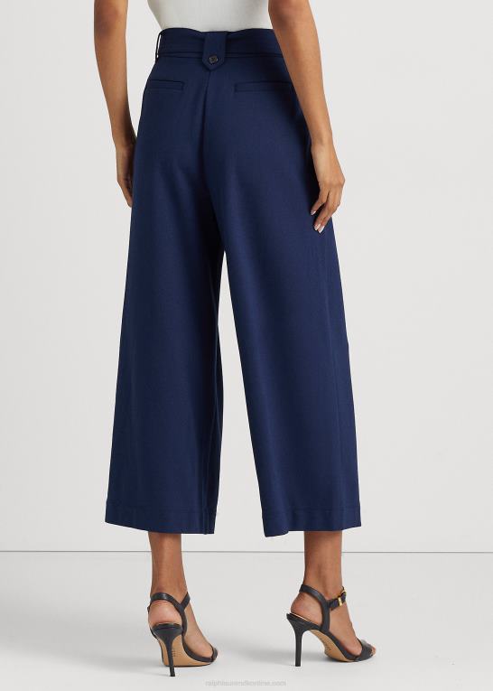 raffineret flåde Kvinder Ralph Lauren bælte plisseret ponte cropped pant Z426B4084