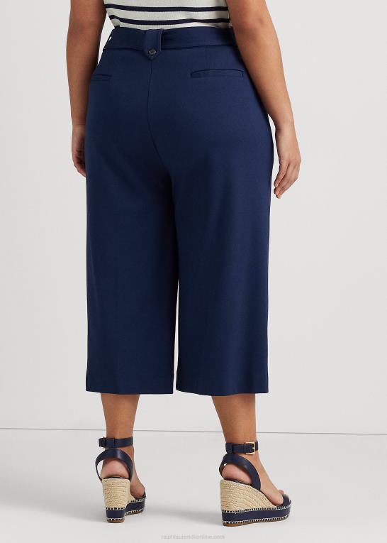 raffineret flåde Kvinder Ralph Lauren bælte plisseret ponte cropped pant Z426B4674